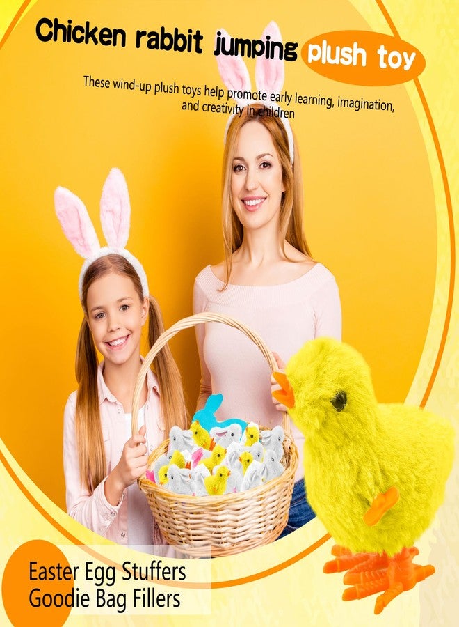 Cotiny مجموعة كوتيني من 16 لعبة كتكوت وأرنب تعمل بالزنبرك، مثالية لعيد الفصح، مع أرنب يقفز وكتكوت، مناسبة لحشو سلال هدايا حفلات البحث عن بيض عيد الفصح، بنمطين مختلفين. - Image 5